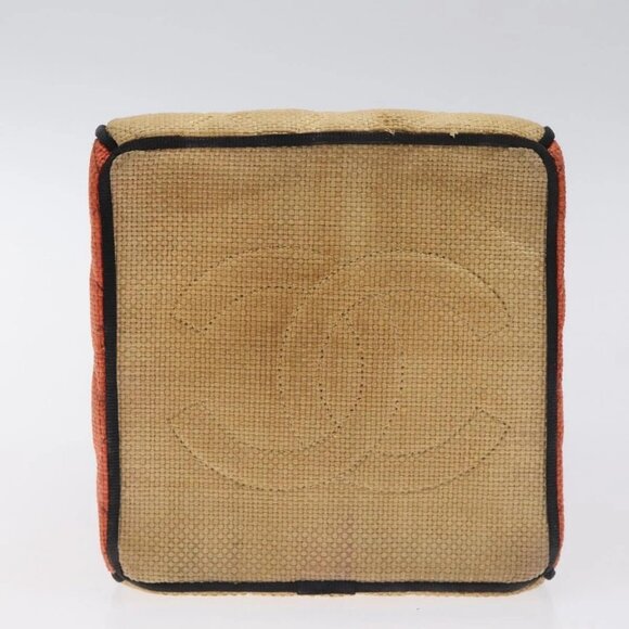 CHANEL Matelasse Chain Hand Bag Raffia Orange Gold CC Auth 130503 - Picture 5 of 15